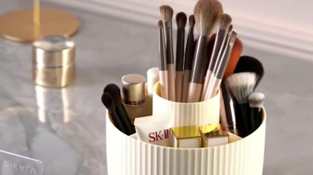 360° Rotating Makeup Organizer Review: Plastic Cosmetic Storage Holder with 5 Compartments