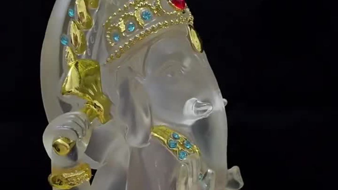 Ganesha-Figur aus transparentem Polymer, 21,5 cm