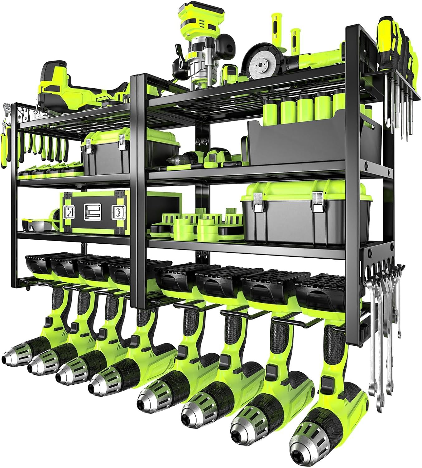 Power Tool Organizer Wall Mount Review – Heavy Duty 4-Tier Garage Storage Rack with 8 Drill Holders