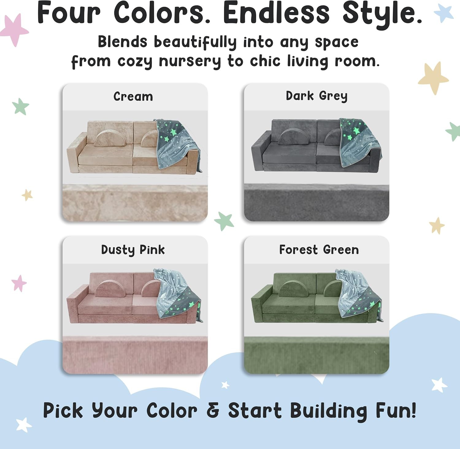 🛋️ 12-Piece Modular Kids Play Couch Review | Soft Toddler Sofa for Fort Building, Playrooms &amp;amp; Fa