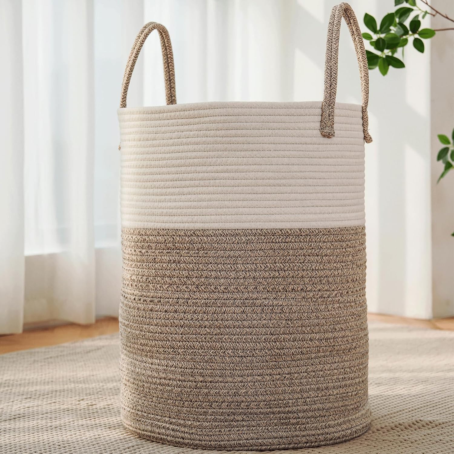 🧺 Large Woven Laundry Basket Review | 60L Cotton Rope Storage Bin for Blankets, Toys &amp;amp; Clothes