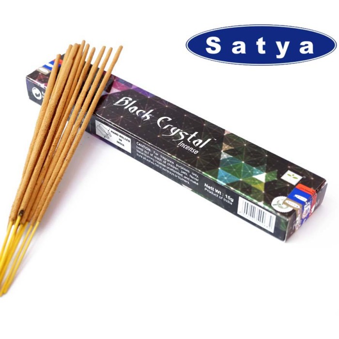 Пахощі Satya Black Crystal 15 г – Огляд аромапаличок для медитації, релаксації та ароматерапії