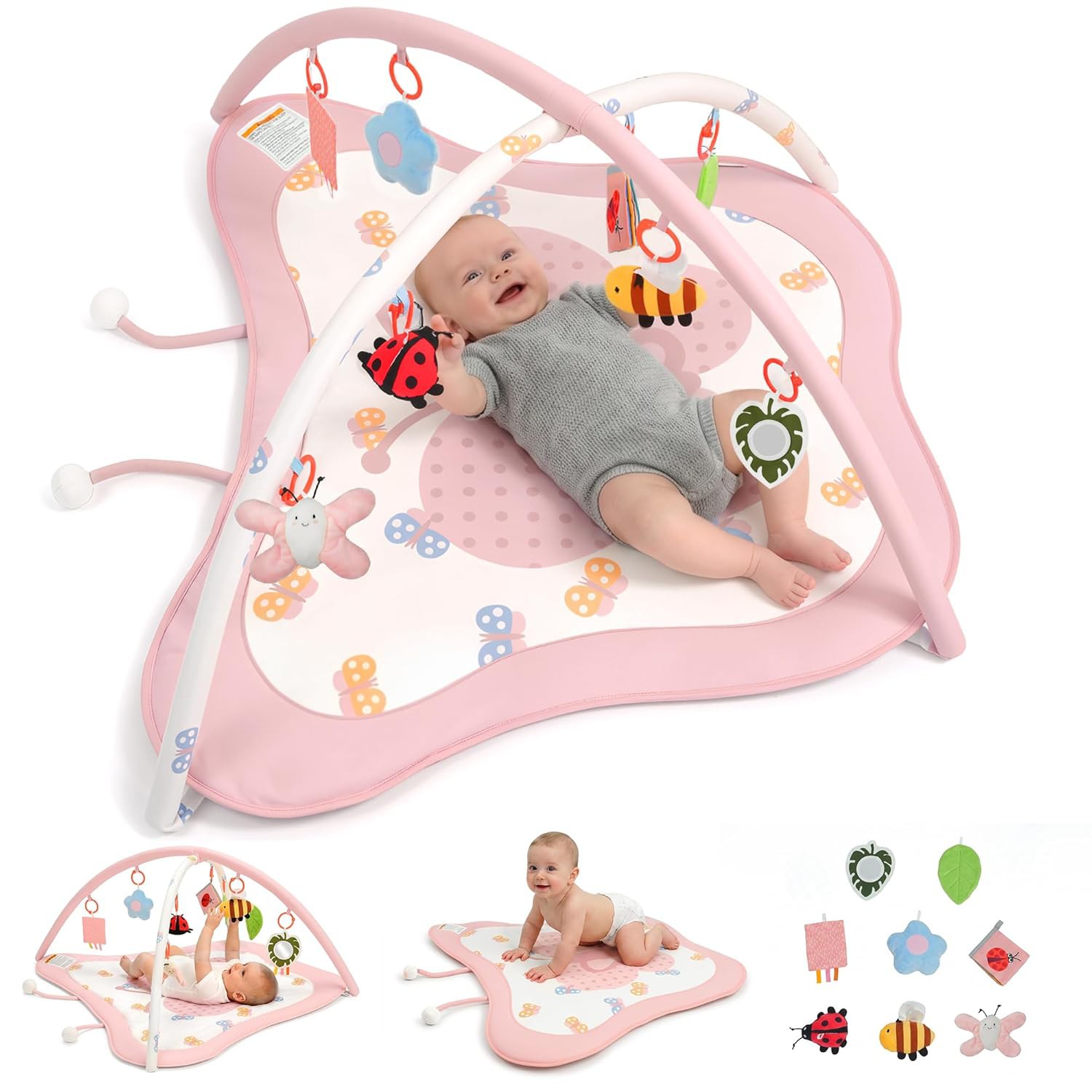 👶 Pamo Babe Baby Play Gym &amp;amp; Activity Mat Review | Montessori Tummy Time Mat with 8 Sensory Toys