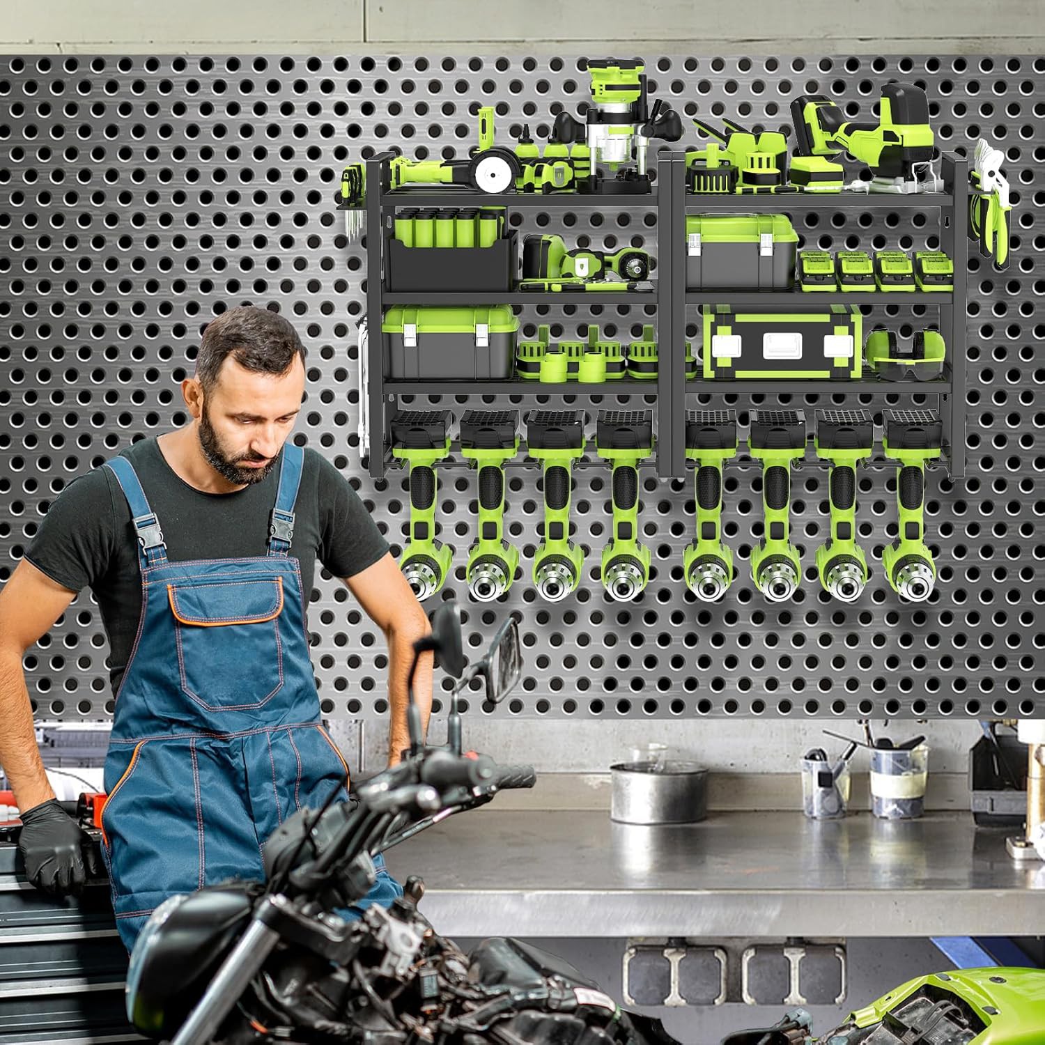 Power Tool Organizer Wall Mount Review – Heavy Duty 4-Tier Garage Storage Rack with 8 Drill Holders