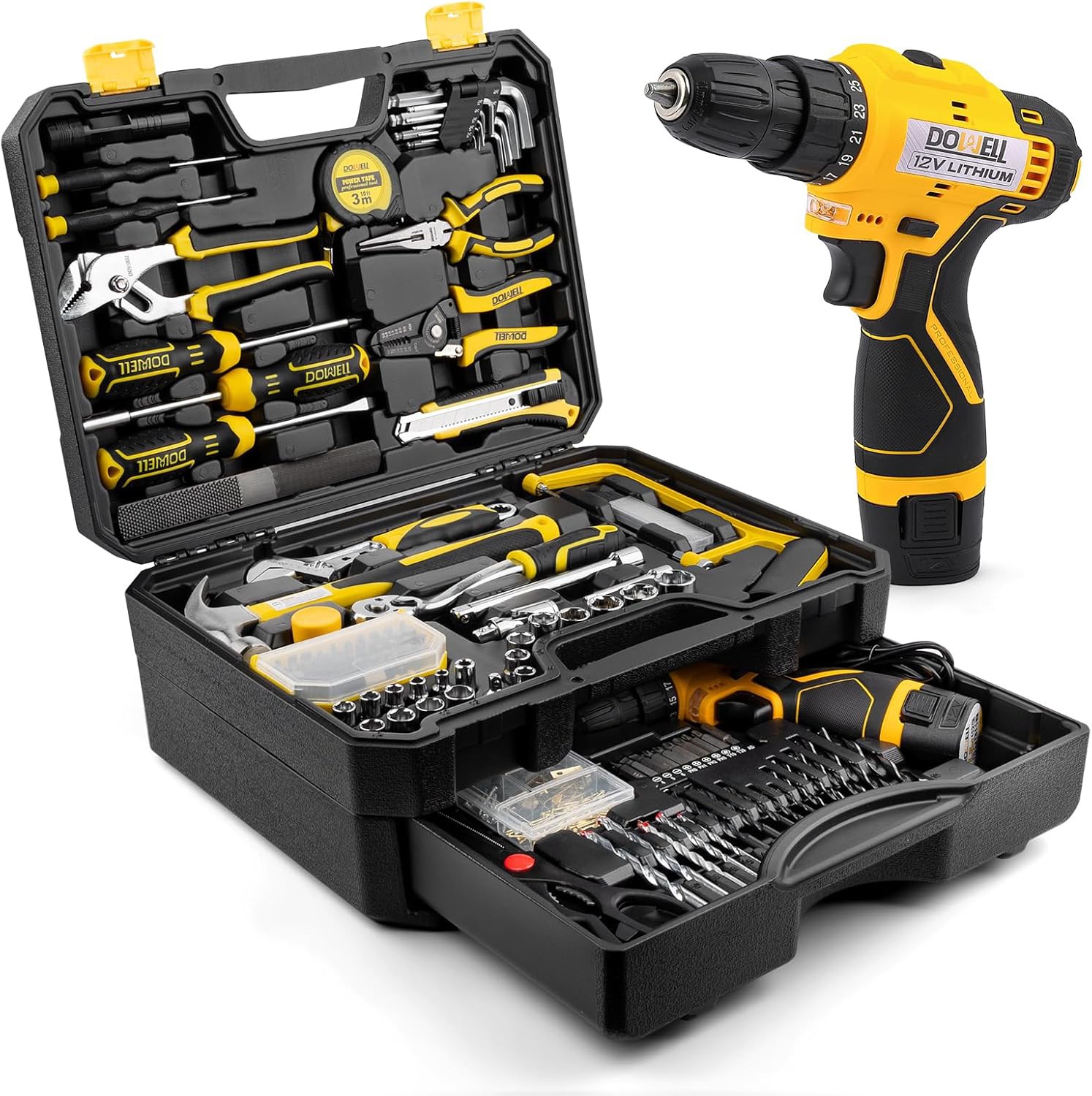 DOWELL 223-Piece Tool Kit Review – 12V Cordless Drill Set for Home Repair &amp;amp; DIY Projects