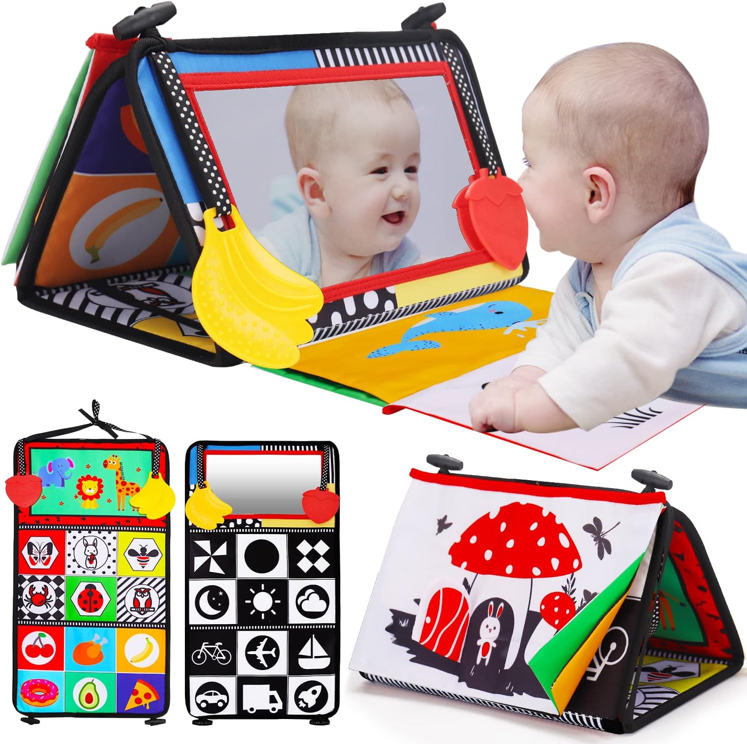 👶 Tummy Time Baby Mirror &amp;amp; High Contrast Sensory Book Review | Newborn Development Toy for 0–6 M