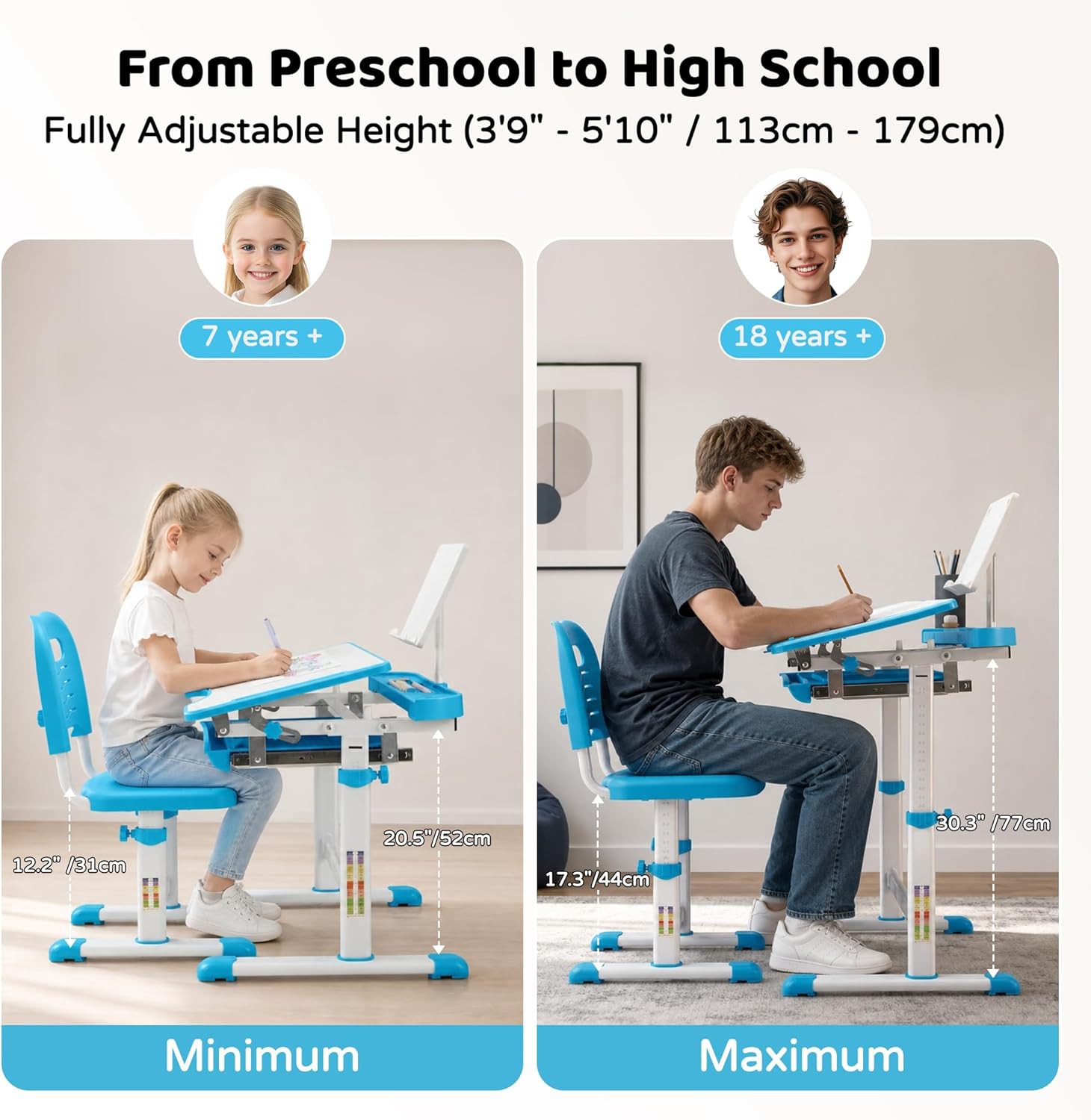 📚 Kids Functional Desk and Chair Set Review | Adjustable Study Desk with LED Lamp, Book Stand &amp;amp;