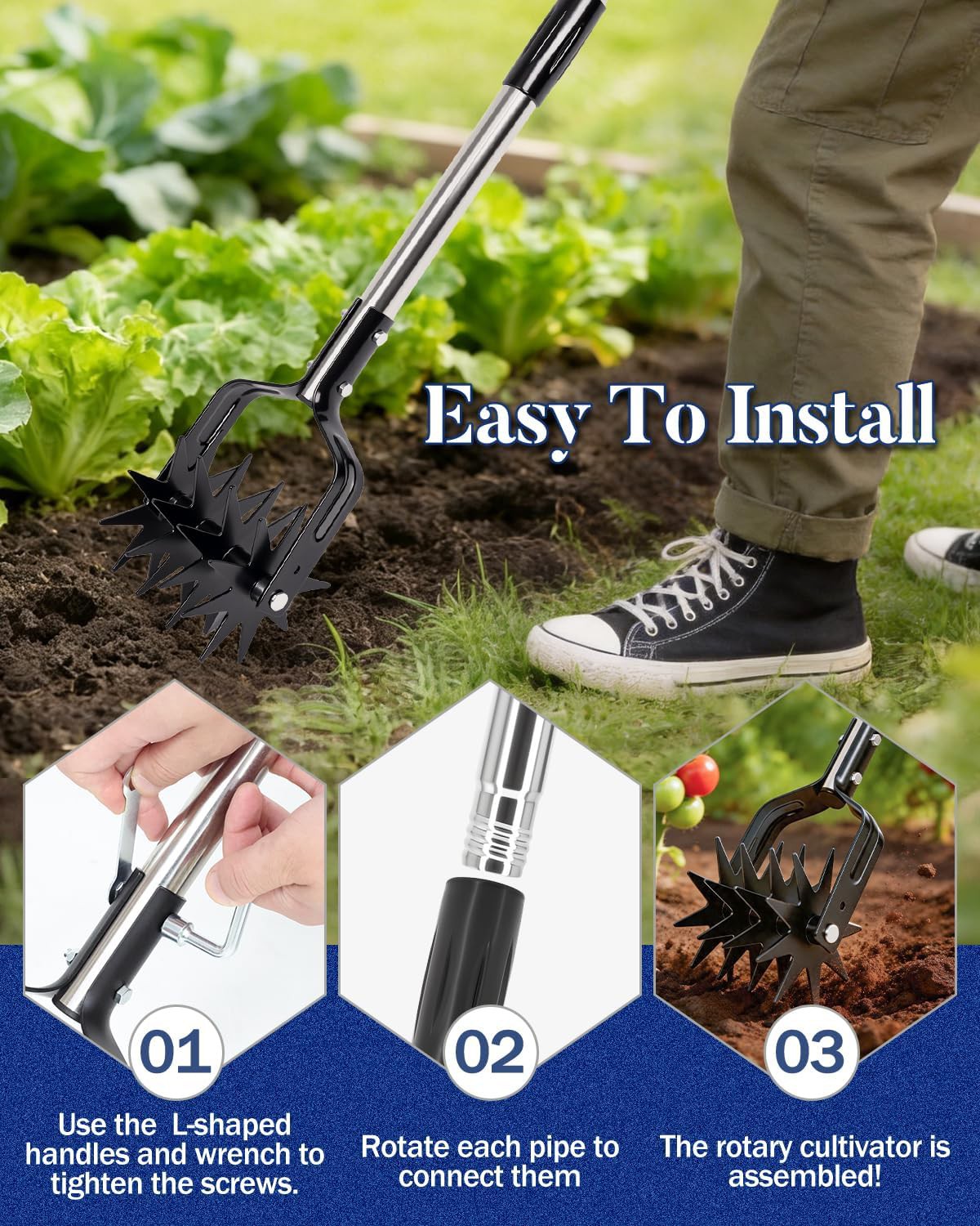 Rotary Cultivator Review – Manual Garden Tiller with Adjustable Handle for Soil Aeration &amp;amp; Lawn