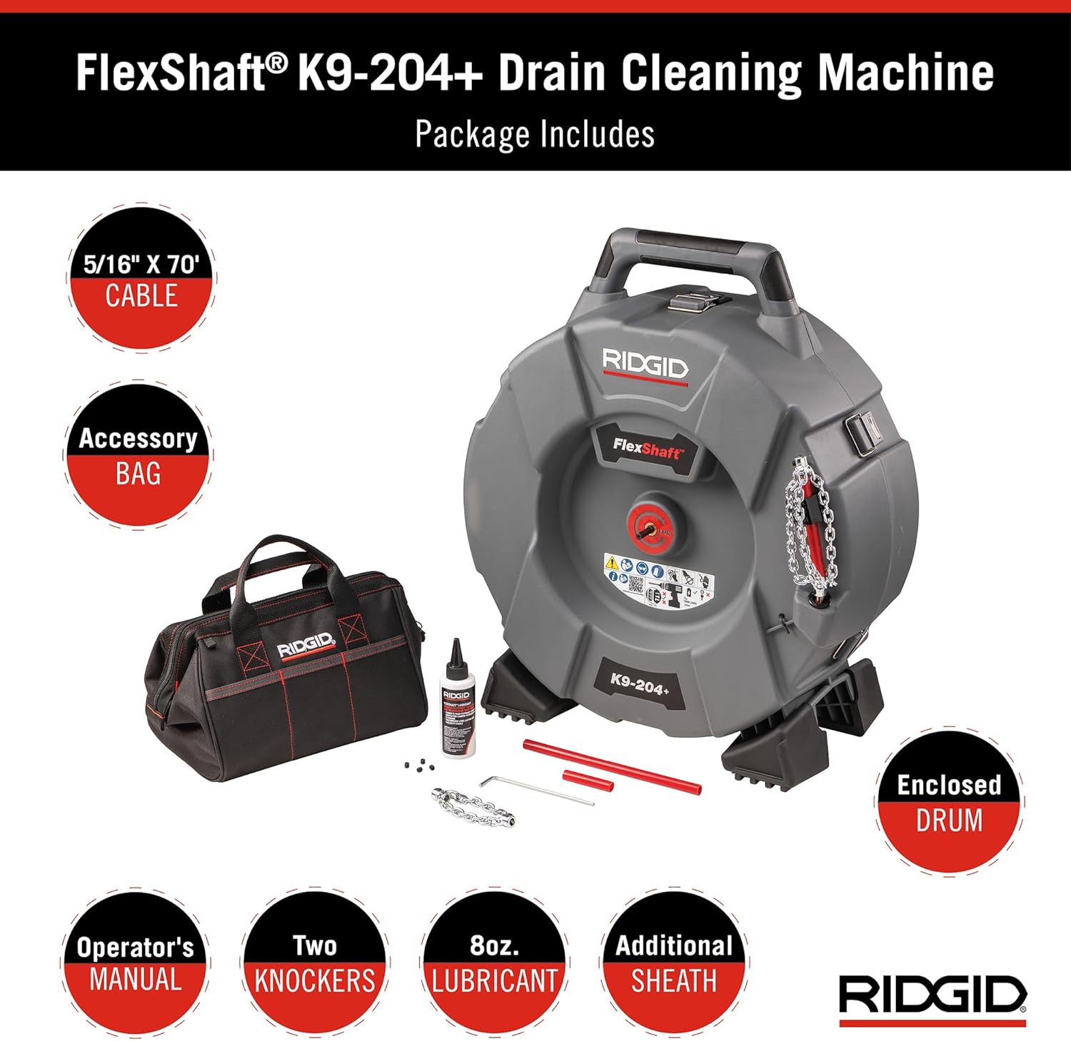 RIDGID FlexShaft K9-204+ Review – Professional Drain Cleaning Machine for 2&amp;quot; to 4&amp;quot; Pipes