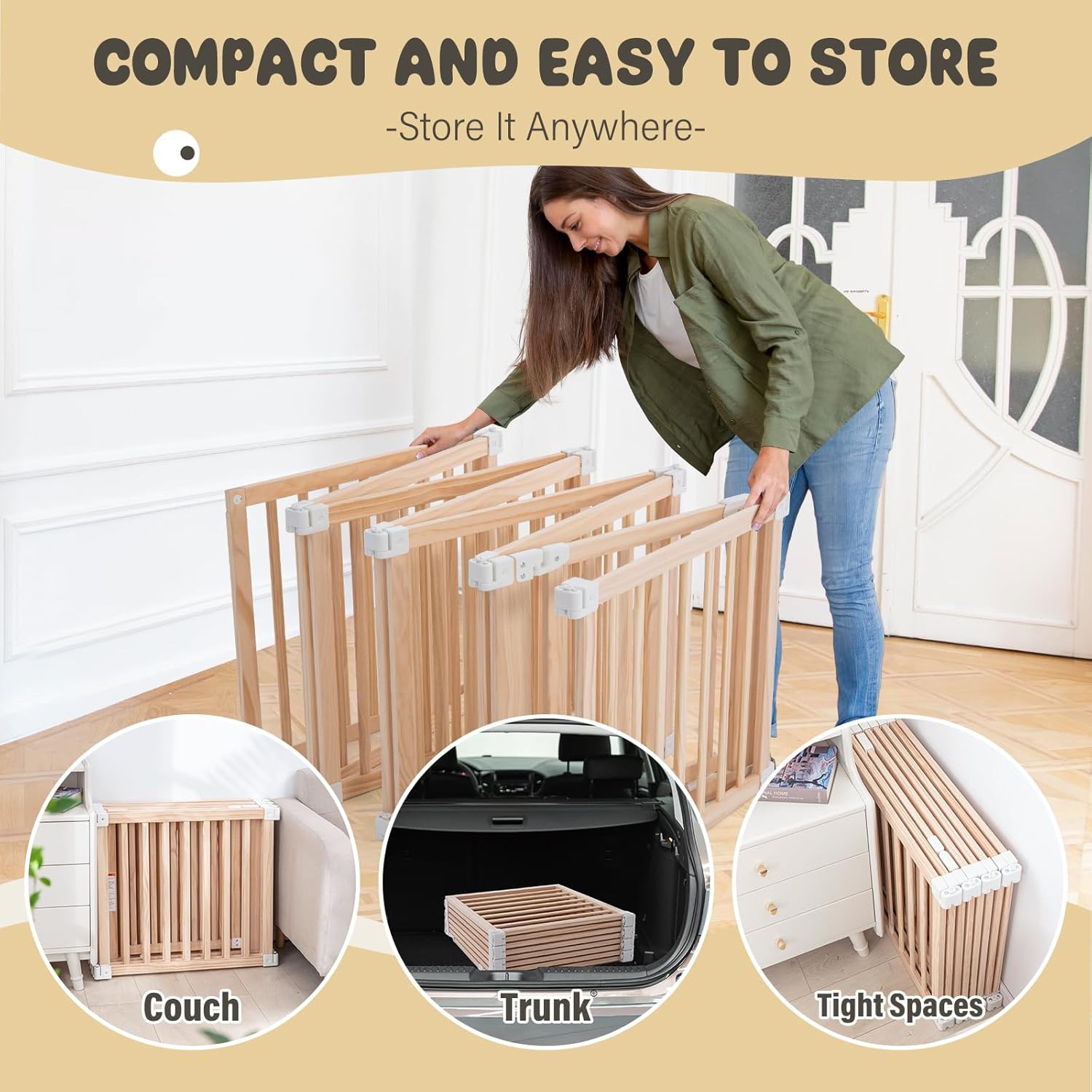 👶 Foldable Wooden Baby Playpen Review | Large Adjustable Play Yard with Safety Gate for Toddlers