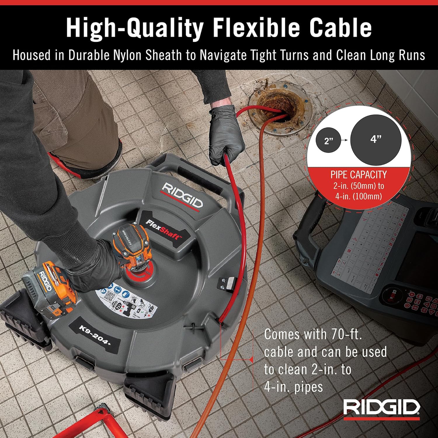 RIDGID FlexShaft K9-204+ Review – Professional Drain Cleaning Machine for 2&amp;quot; to 4&amp;quot; Pipes
