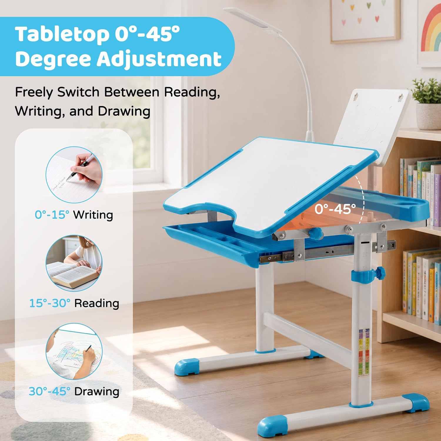 📚 Kids Functional Desk and Chair Set Review | Adjustable Study Desk with LED Lamp, Book Stand &amp;amp;