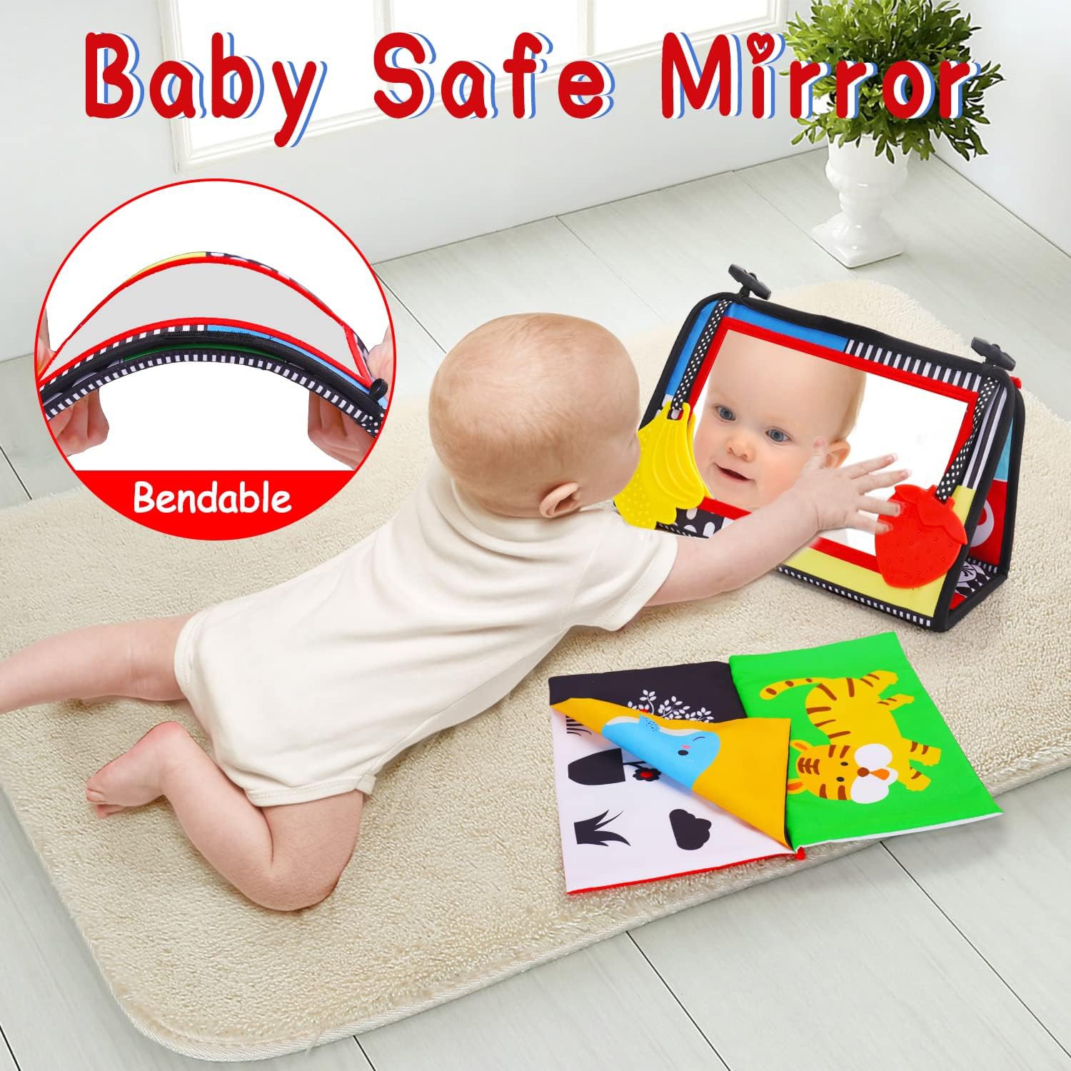 👶 Tummy Time Baby Mirror &amp;amp; High Contrast Sensory Book Review | Newborn Development Toy for 0–6 M