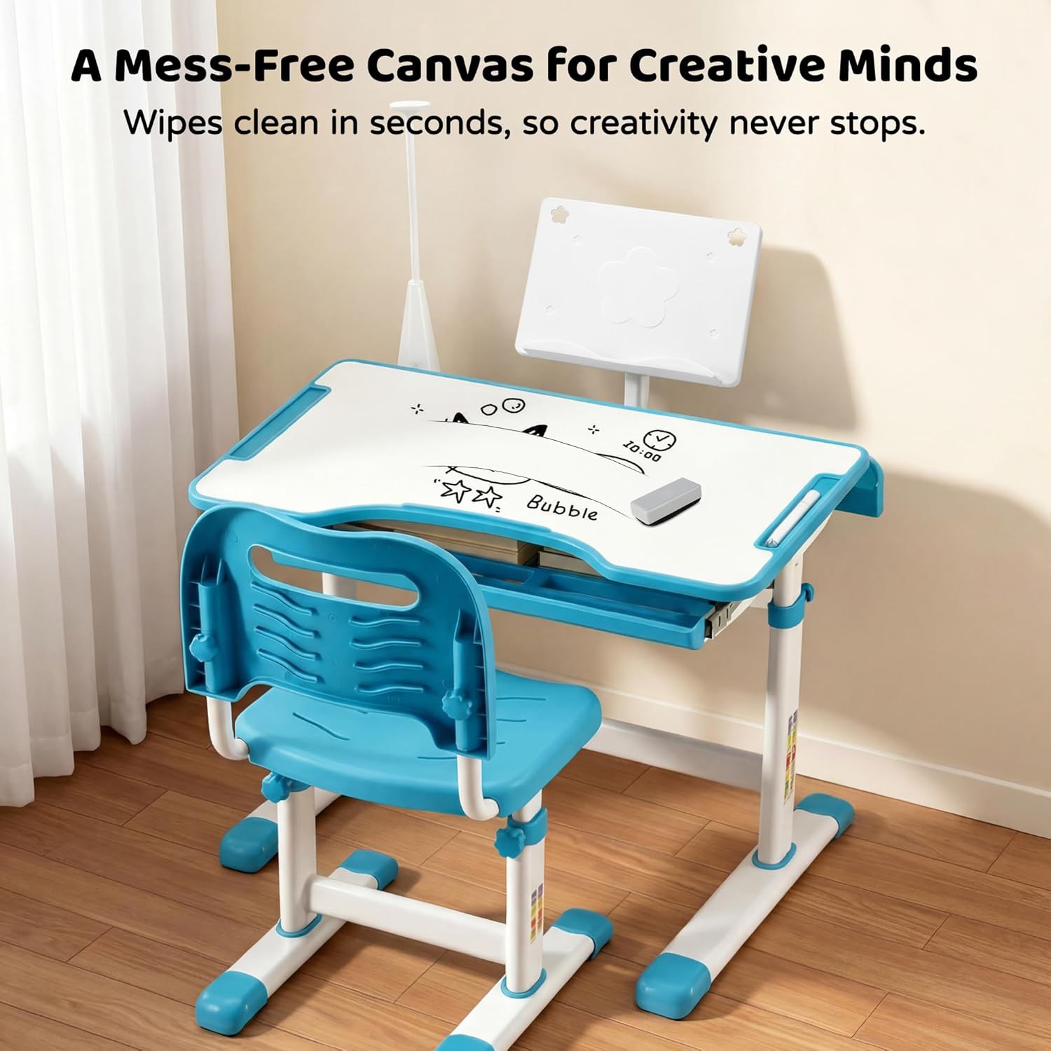 📚 Kids Functional Desk and Chair Set Review | Adjustable Study Desk with LED Lamp, Book Stand &amp;amp;