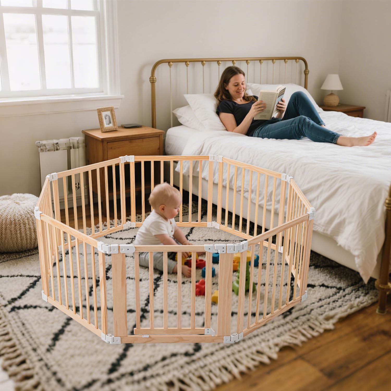 👶 Foldable Wooden Baby Playpen Review | Large Adjustable Play Yard with Safety Gate for Toddlers