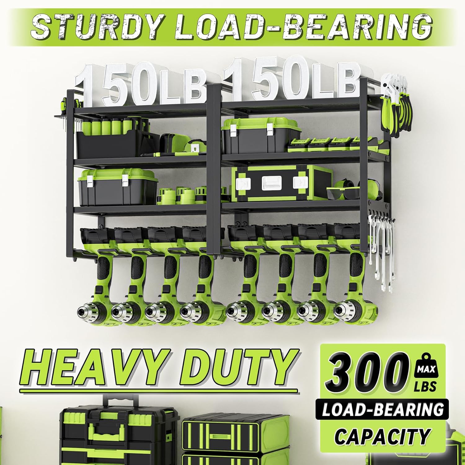 Power Tool Organizer Wall Mount Review – Heavy Duty 4-Tier Garage Storage Rack with 8 Drill Holders