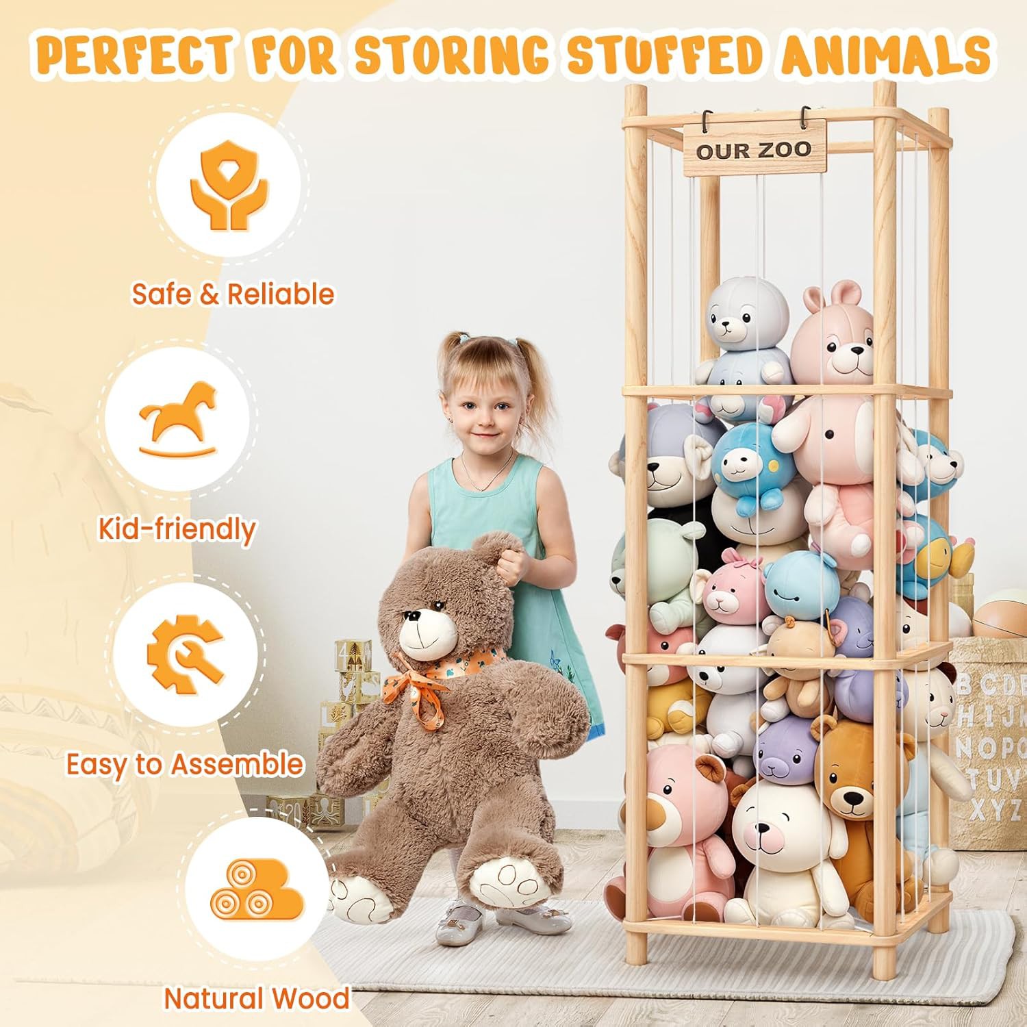🧸 Woodure Stuffed Animal Storage Zoo Review | Wooden Toy Organizer for Kids' Bedrooms &amp;amp; Pla