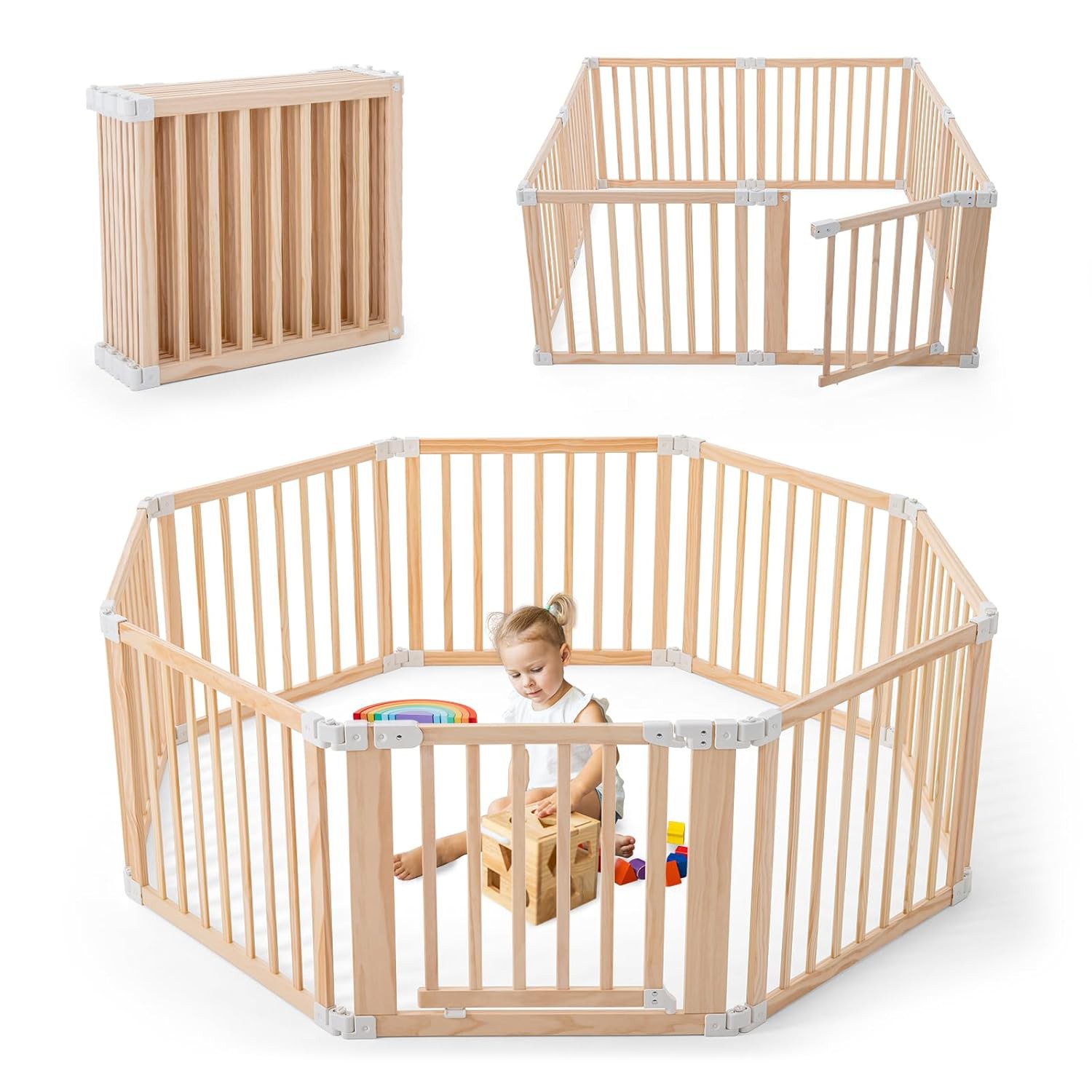 👶 Foldable Wooden Baby Playpen Review | Large Adjustable Play Yard with Safety Gate for Toddlers