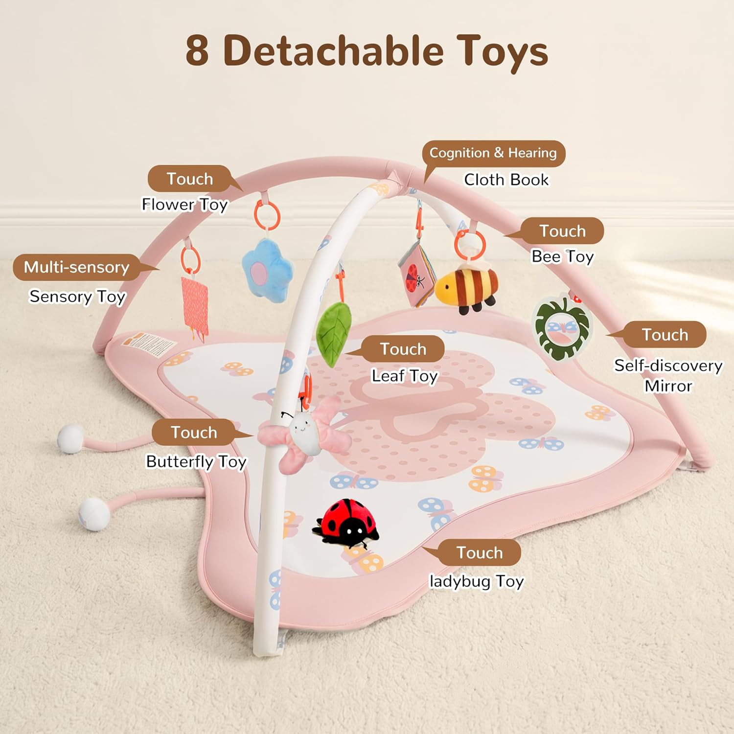 👶 Pamo Babe Baby Play Gym &amp;amp; Activity Mat Review | Montessori Tummy Time Mat with 8 Sensory Toys