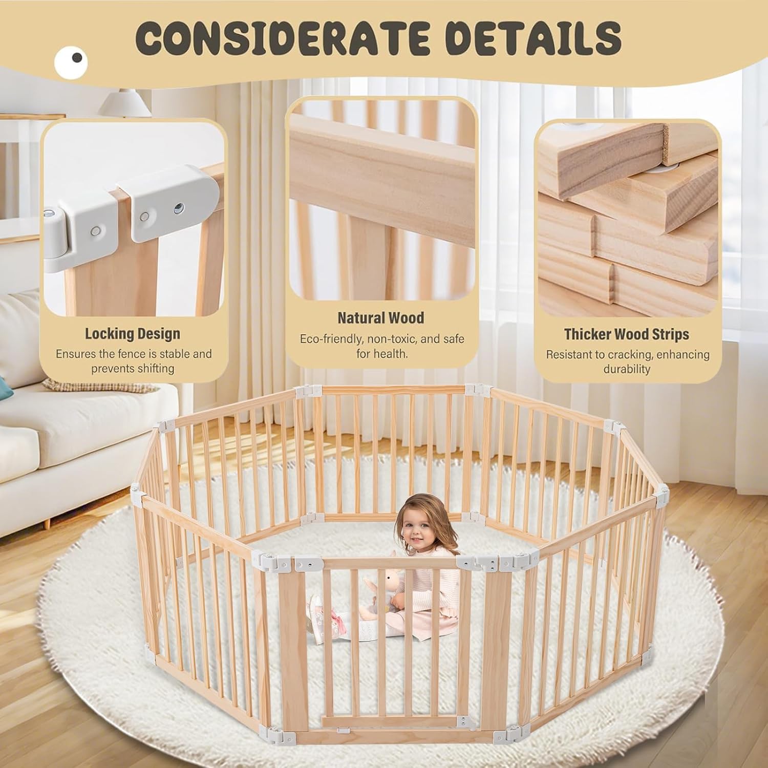 👶 Foldable Wooden Baby Playpen Review | Large Adjustable Play Yard with Safety Gate for Toddlers