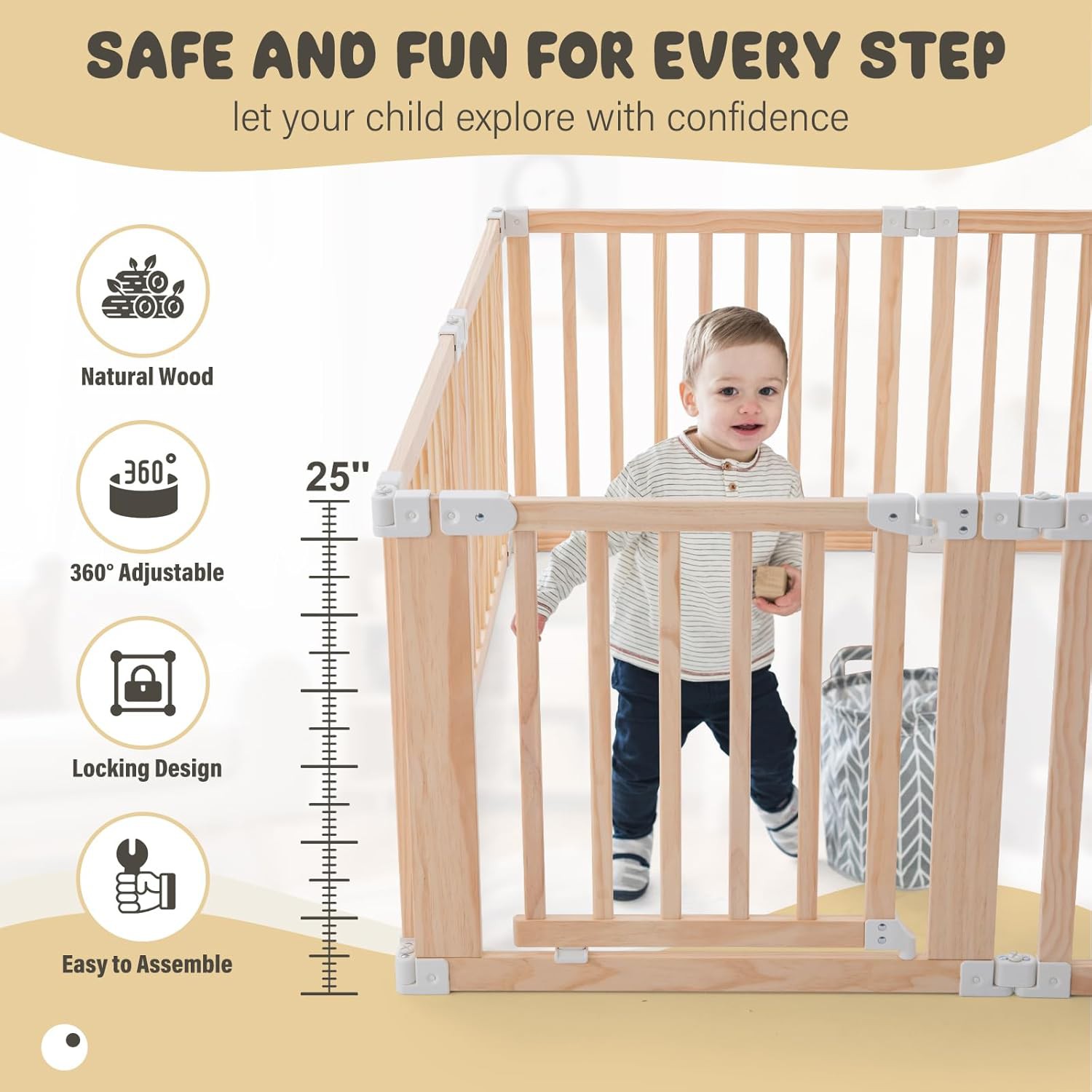 👶 Foldable Wooden Baby Playpen Review | Large Adjustable Play Yard with Safety Gate for Toddlers